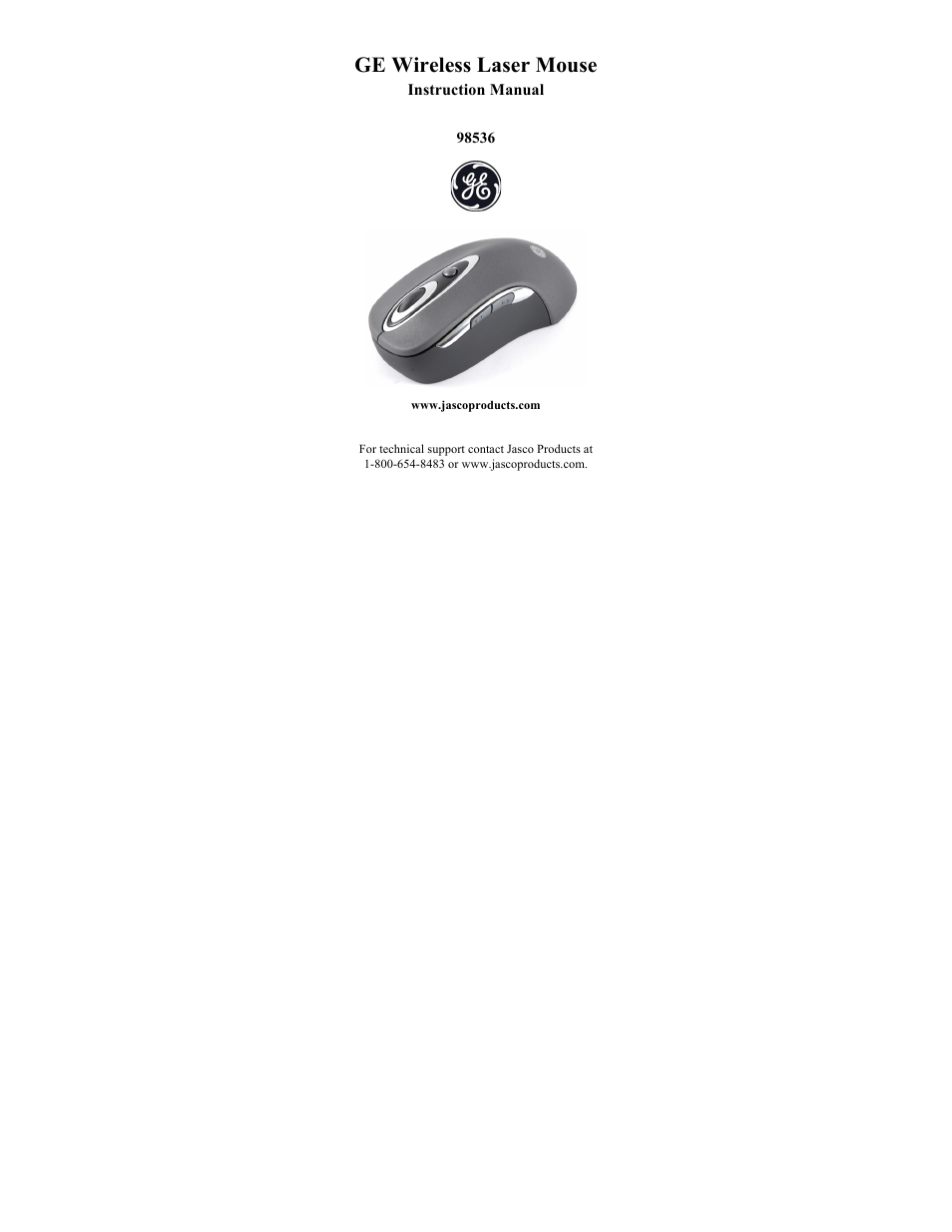 GE 98536 GE Wireless Laser Mouse User Manual | 7 pages