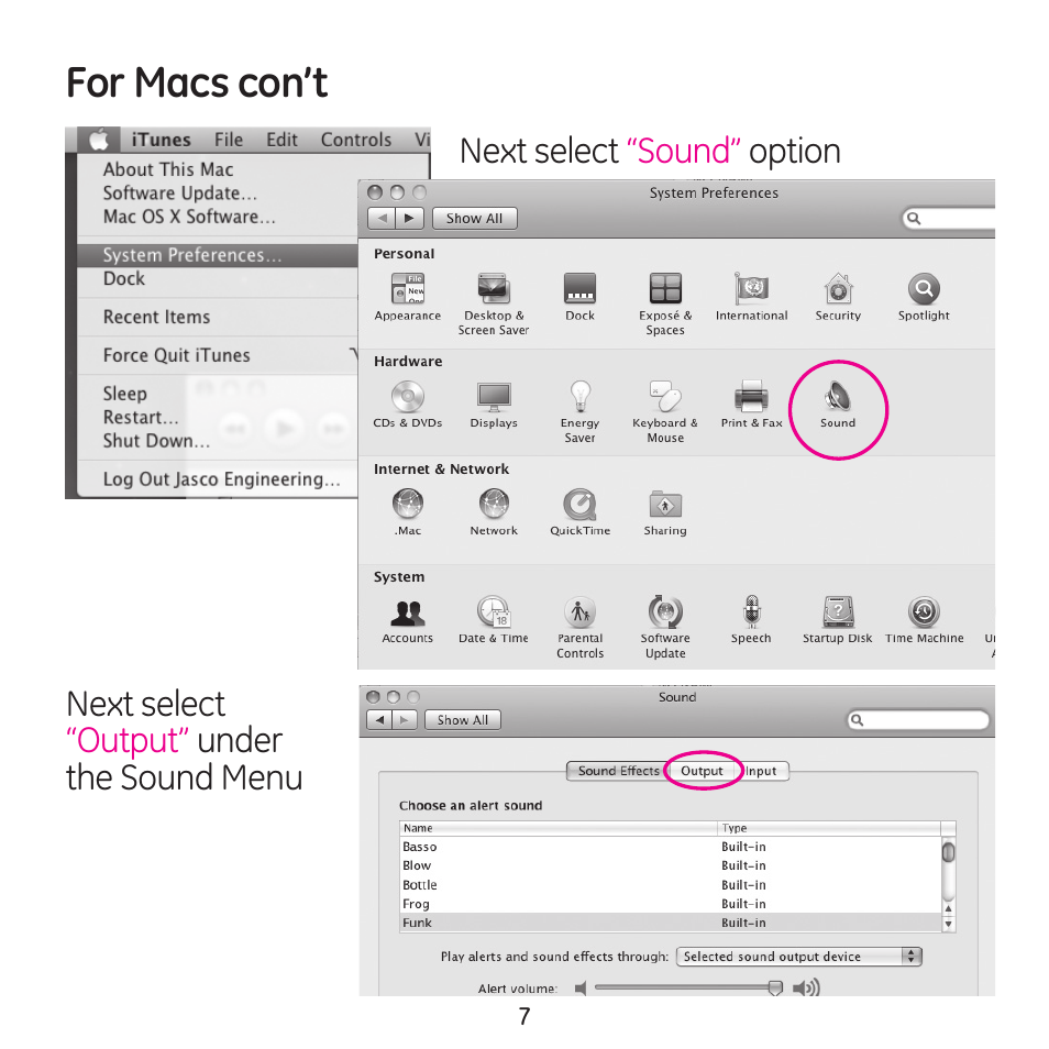 For macs con’t | GE 98925 GE Portable USB Soundbar User Manual | Page 7 / 10