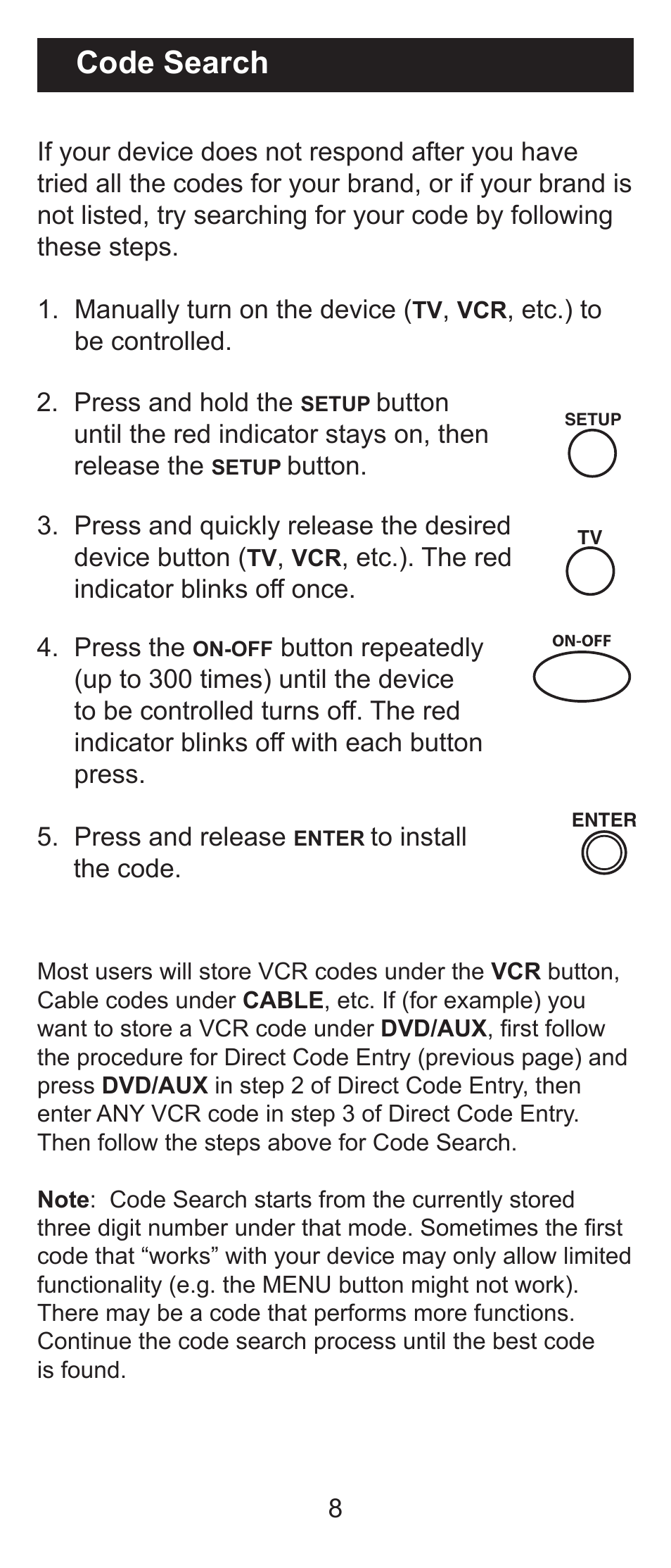 Code search | GE RM84930 User Manual | Page 8 / 16