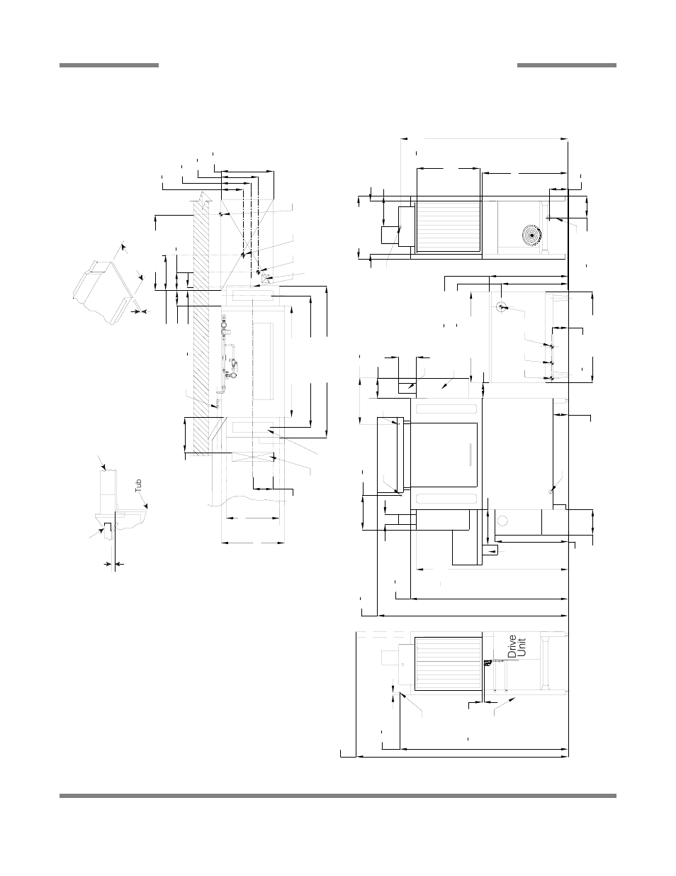 Left to right, Fr ont view right side, Dr iv e uni t left side | Re c o mme nde d ta ble fa bric a tion | Jackson RACK CONVEYOR DISHMACHINE SERIES AJ-44CS User Manual | Page 15 / 45