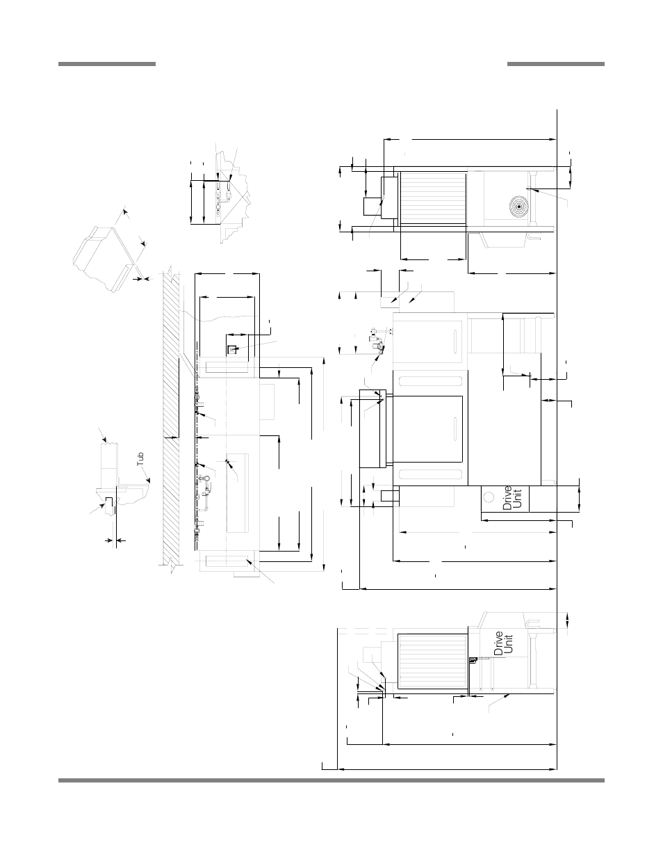 Right to left, Ri ght si de, Drive unit le ft s ide | Drive unit front vi e w, Recommended table fabr icat ion | Jackson RACK CONVEYOR DISHMACHINE SERIES AJ-44CS User Manual | Page 20 / 45