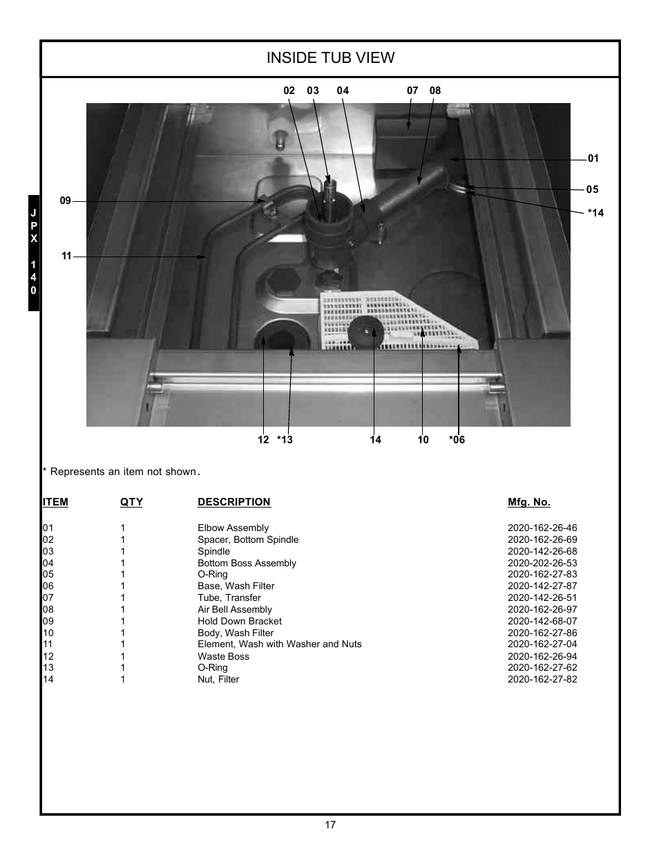 Inside tub view | Jackson Hot Water Sanitizing Undercounter Dishmachines JPX-200 User Manual | Page 20 / 51