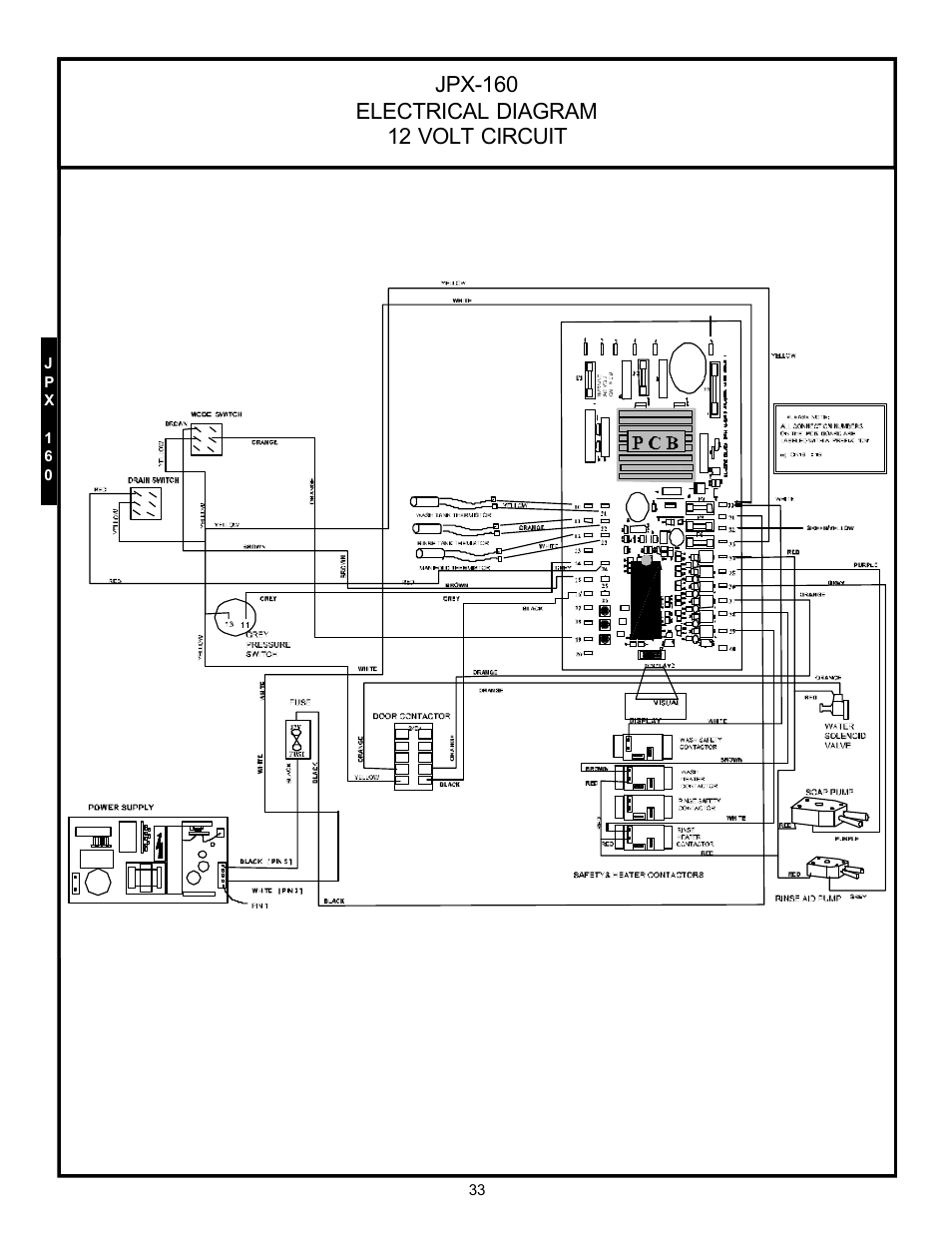 12 volt circuit | Jackson Hot Water Sanitizing Undercounter Dishmachines JPX-200 User Manual | Page 36 / 51