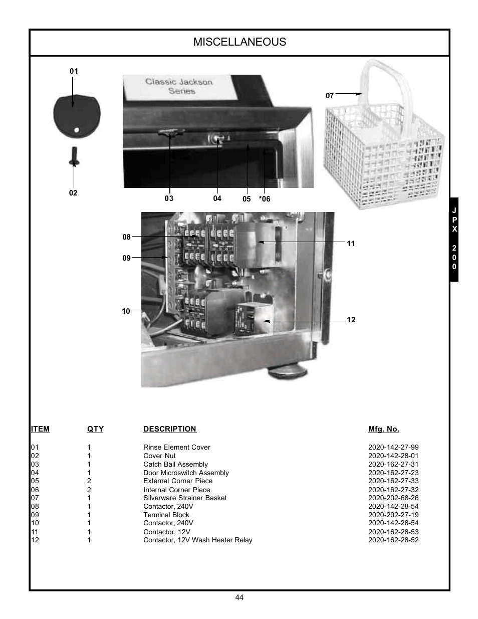 Miscellaneous | Jackson Hot Water Sanitizing Undercounter Dishmachines JPX-200 User Manual | Page 47 / 51