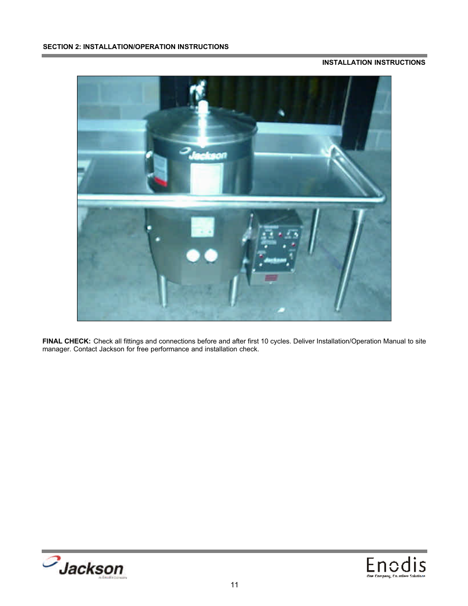 Installation instructions: final check | Jackson 10A User Manual | Page 16 / 33