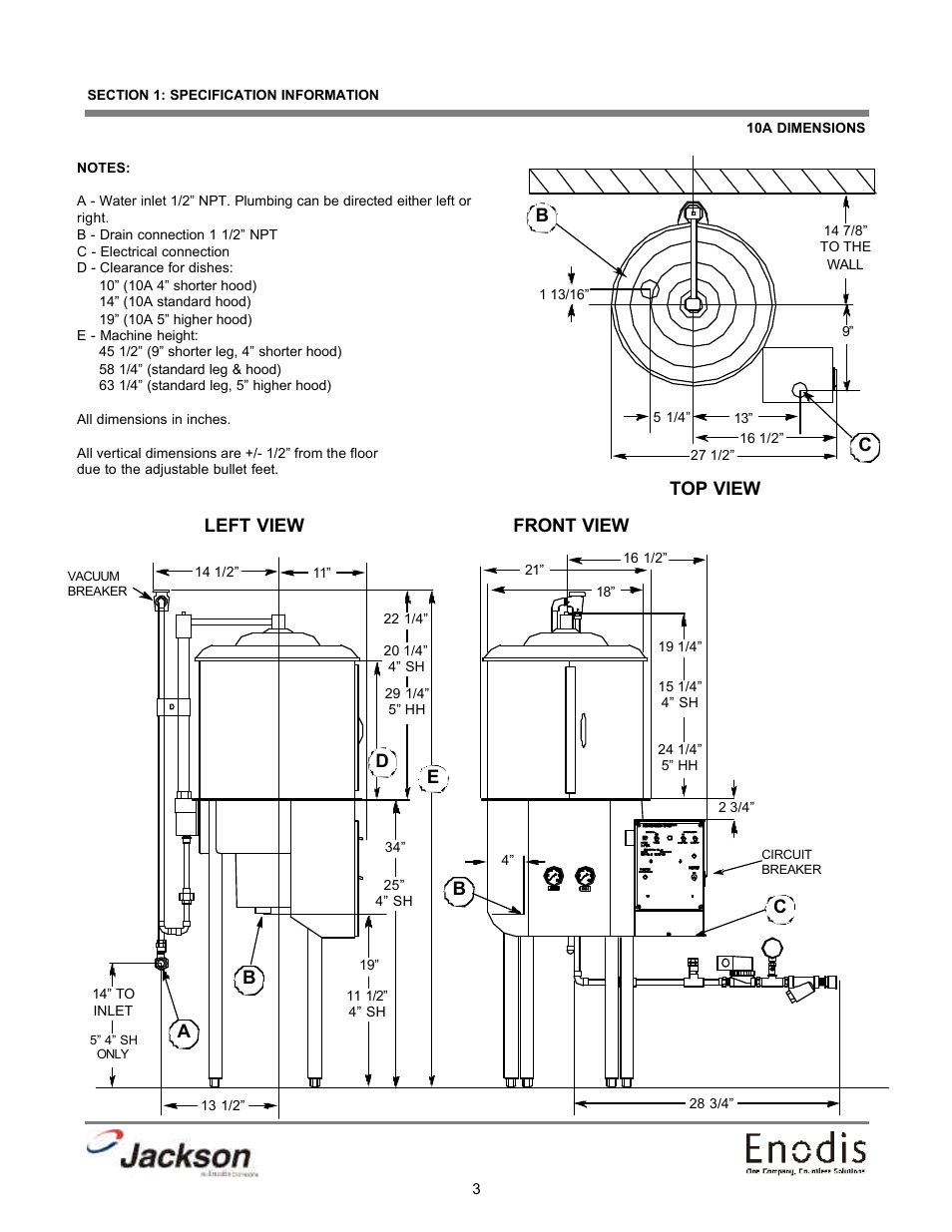 10a dimensions | Jackson 10A User Manual | Page 8 / 33