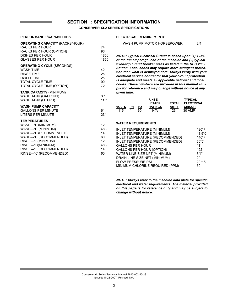 Jackson Chemical Sanatizing Singal and Dual Rack Upright Door Dishmachines CONSERVER XL2-CML User Manual | Page 10 / 94