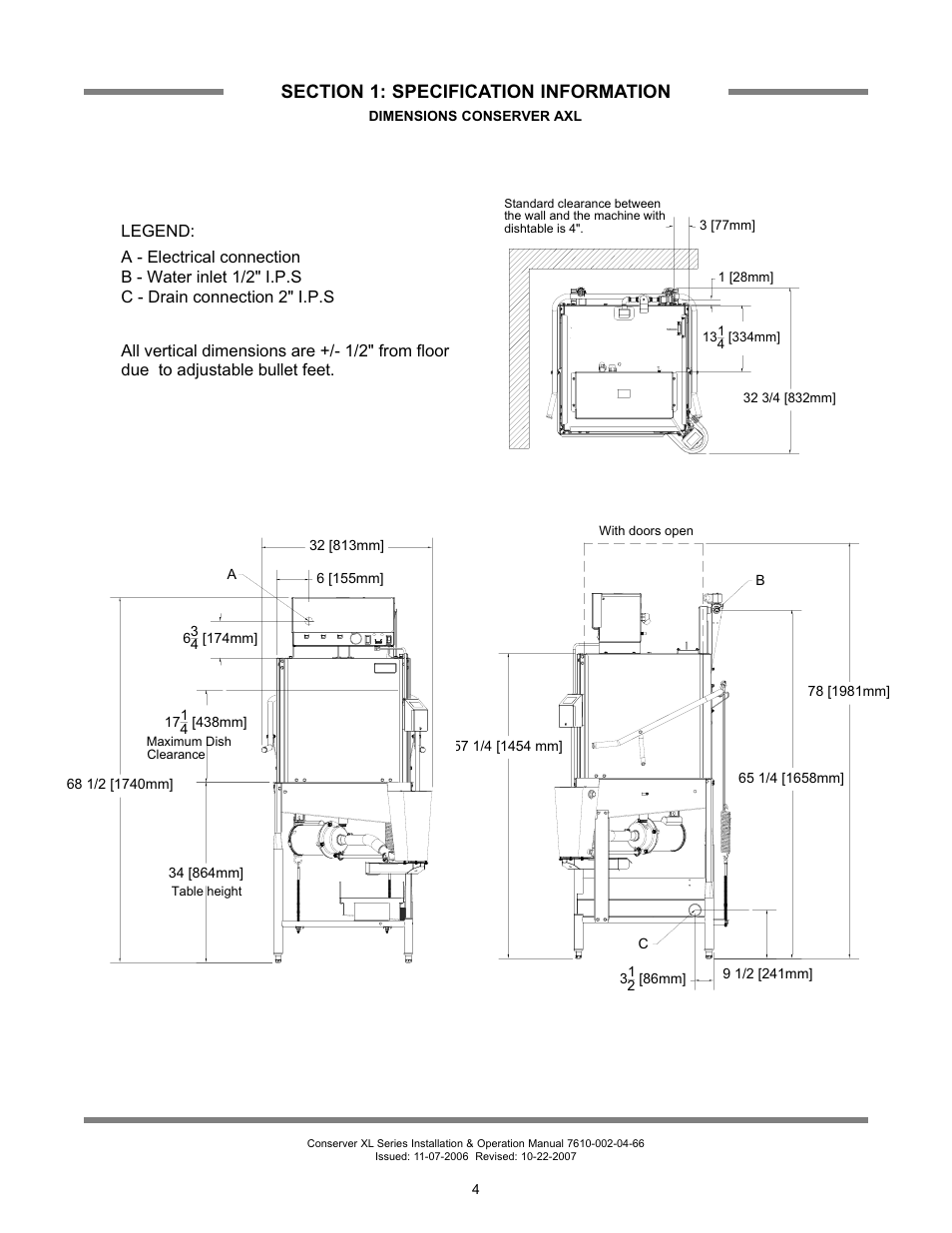 Jackson Chemical Sanatizing Singal and Dual Rack Upright Door Dishmachines CONSERVER XL2-CML User Manual | Page 11 / 94