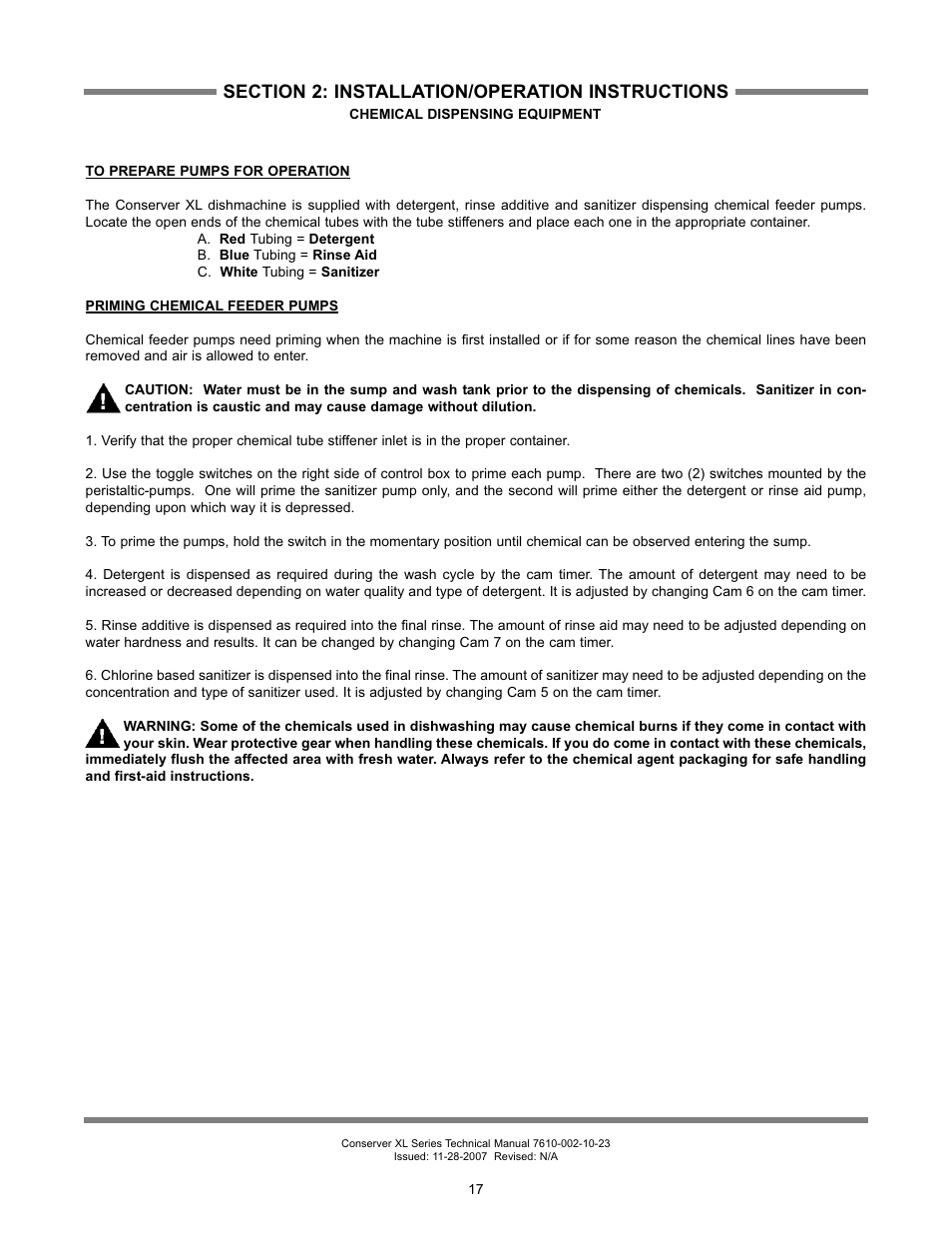 Jackson Chemical Sanatizing Singal and Dual Rack Upright Door Dishmachines CONSERVER XL2-CML User Manual | Page 24 / 94