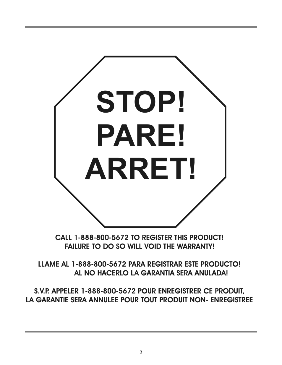Stop! pare! arret | Jackson Chemical Sanatizing Singal and Dual Rack Upright Door Dishmachines CONSERVER XL2-CML User Manual | Page 3 / 94