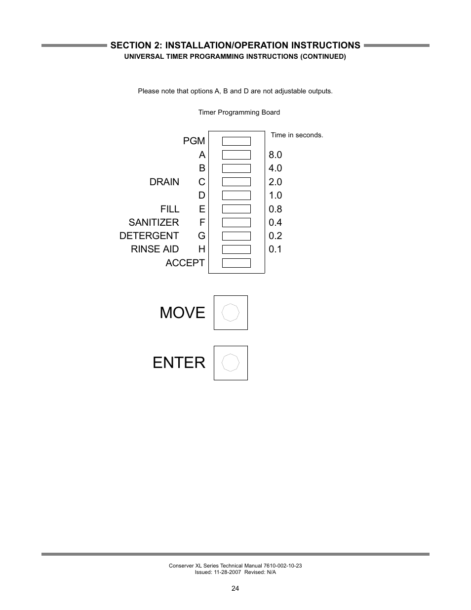 Move enter | Jackson Chemical Sanatizing Singal and Dual Rack Upright Door Dishmachines CONSERVER XL2-CML User Manual | Page 31 / 94