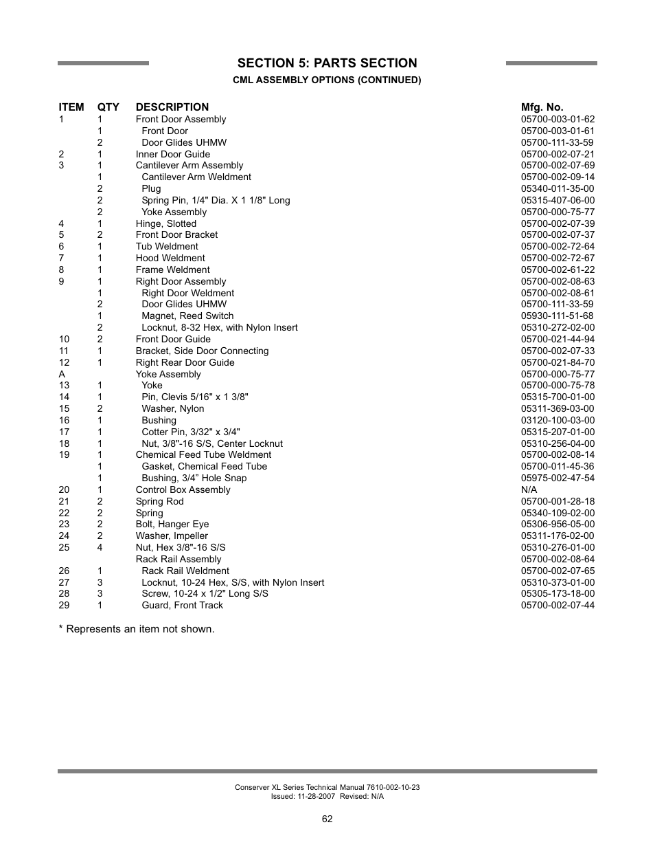 Jackson Chemical Sanatizing Singal and Dual Rack Upright Door Dishmachines CONSERVER XL2-CML User Manual | Page 69 / 94