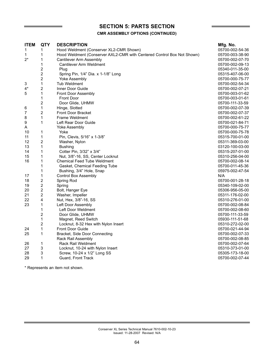 Jackson Chemical Sanatizing Singal and Dual Rack Upright Door Dishmachines CONSERVER XL2-CML User Manual | Page 71 / 94