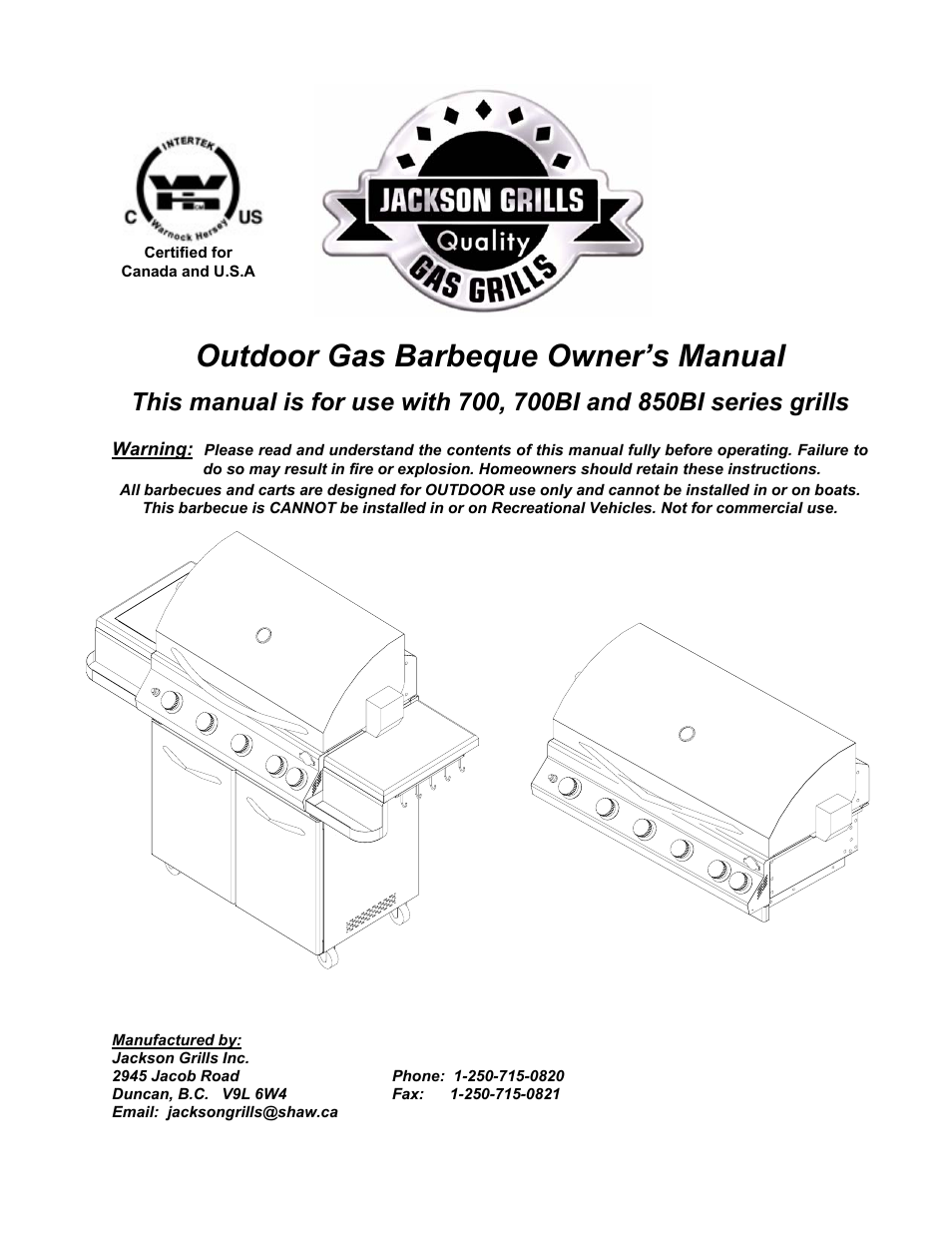 Jackson 700BI Series User Manual | 25 pages