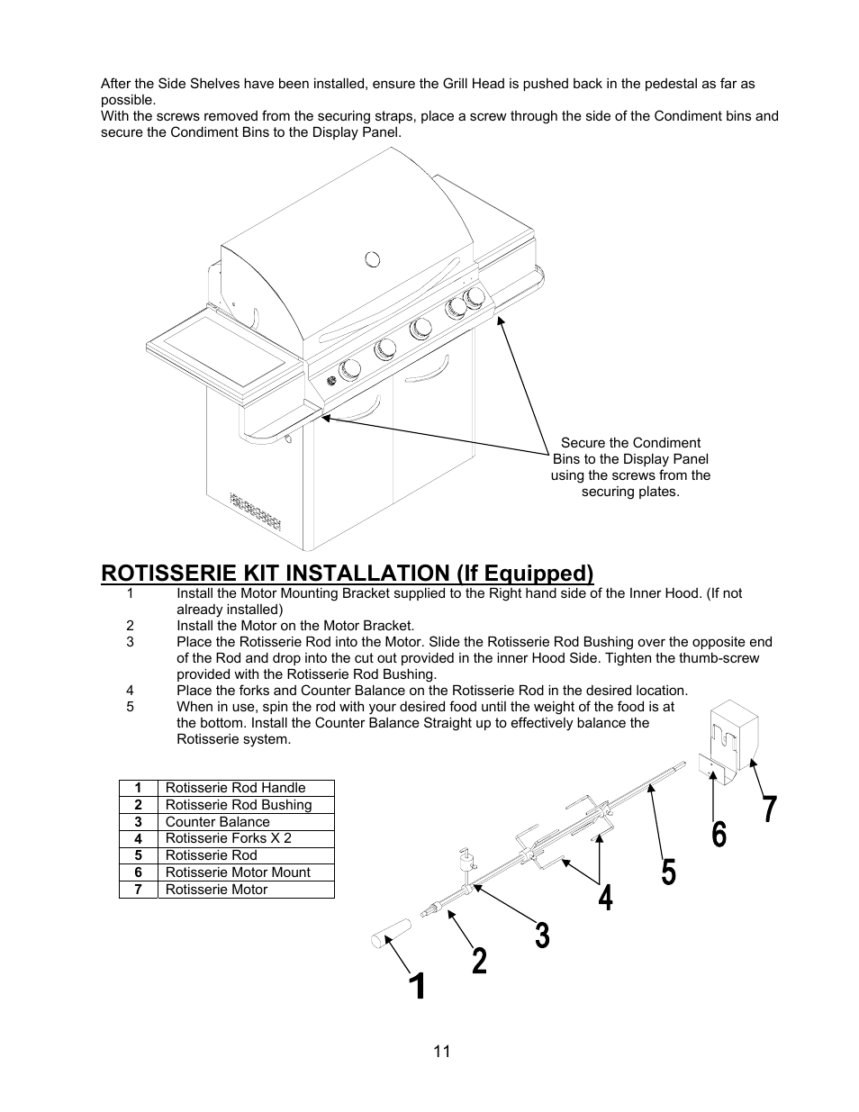 Rotisserie kit installation (if equipped) | Jackson 700BI Series User Manual | Page 11 / 25