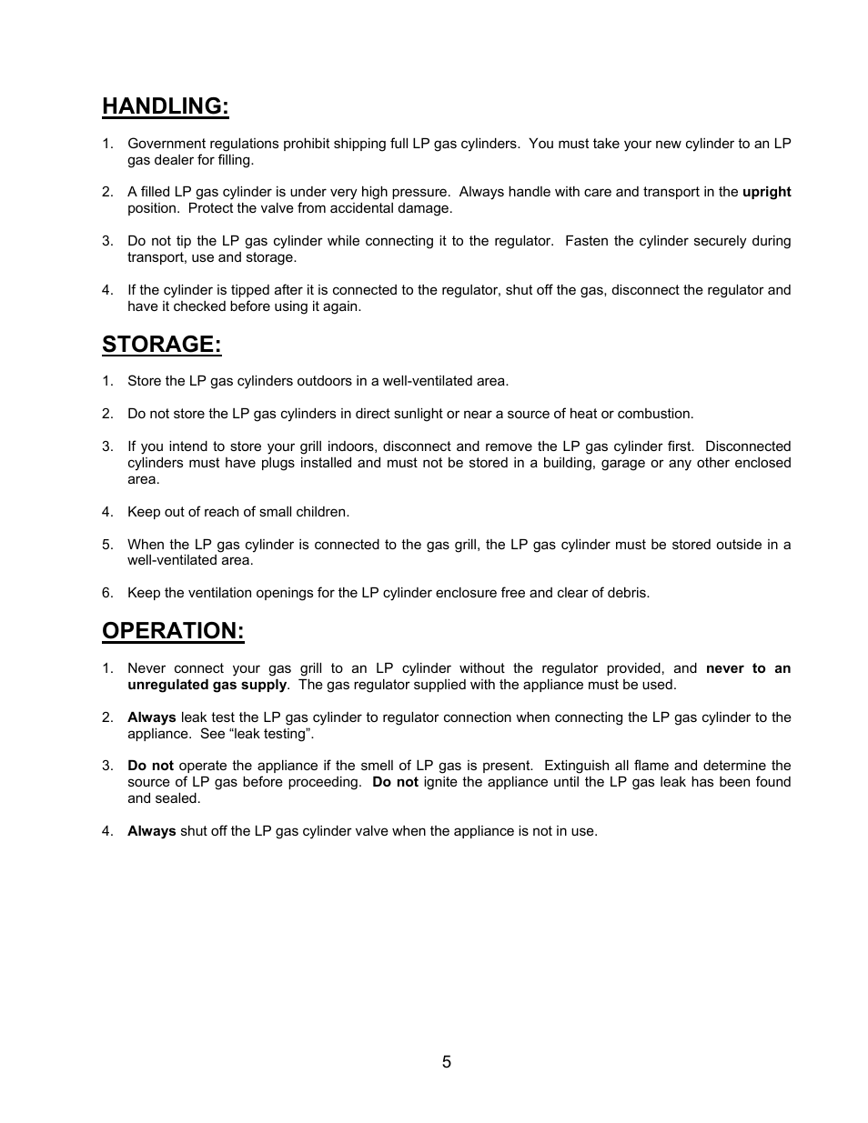 Handling, Storage, Operation | Jackson 700BI Series User Manual | Page 5 / 25