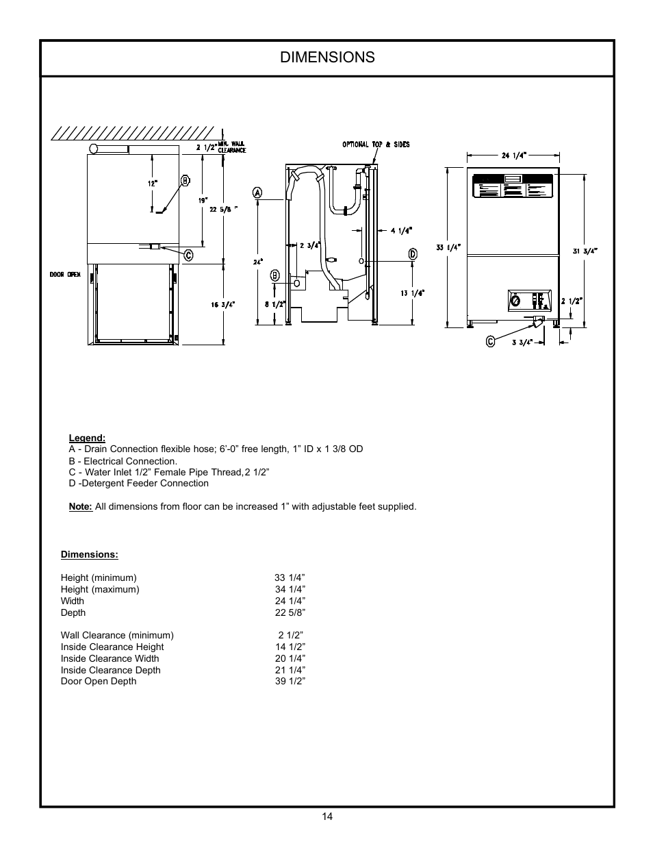 Dimensions | Jackson 24 LT User Manual | Page 17 / 41