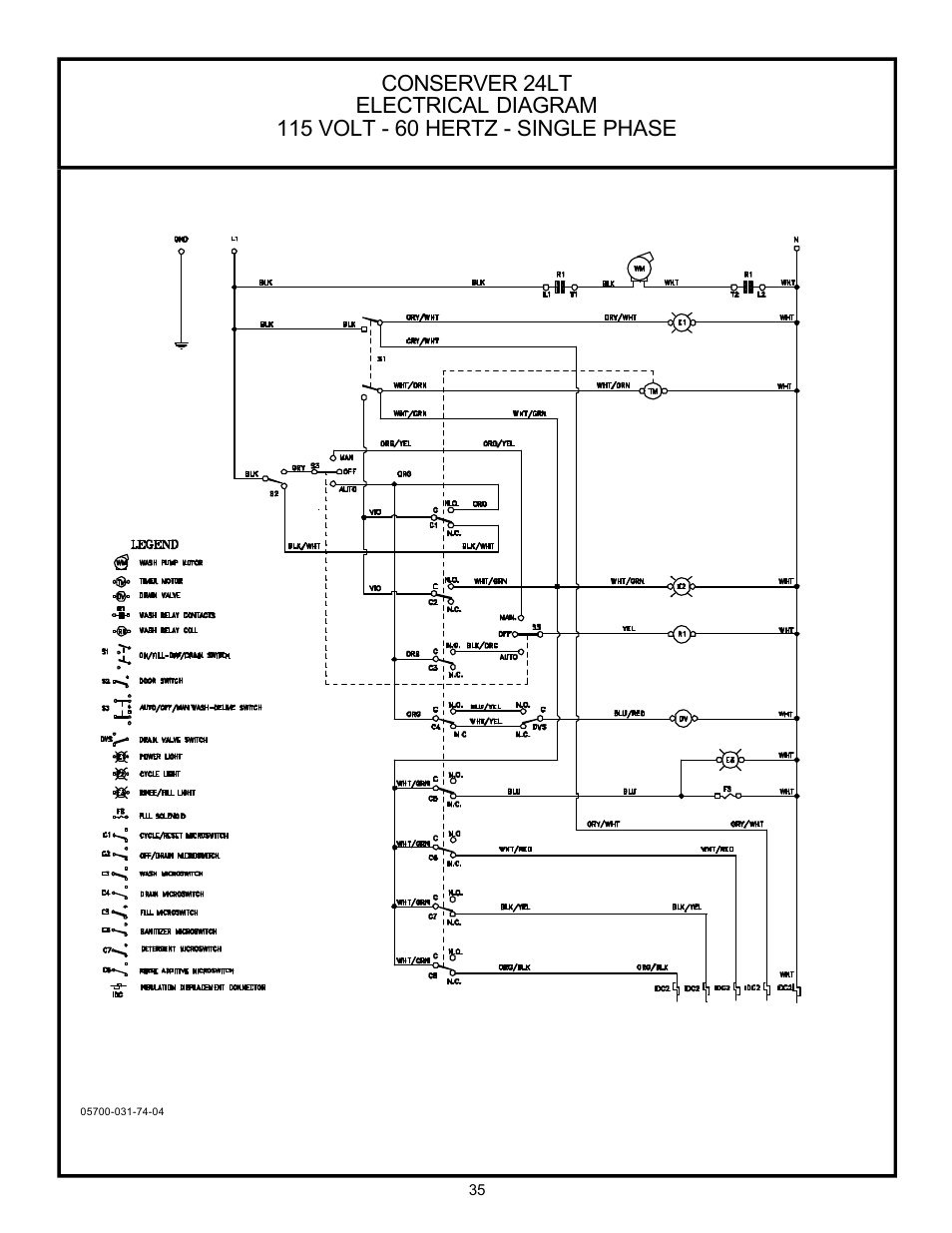 Electrical diagrams, Conserver 24lt 115 volt - 60 hertz - single phase | Jackson 24 LT User Manual | Page 38 / 41