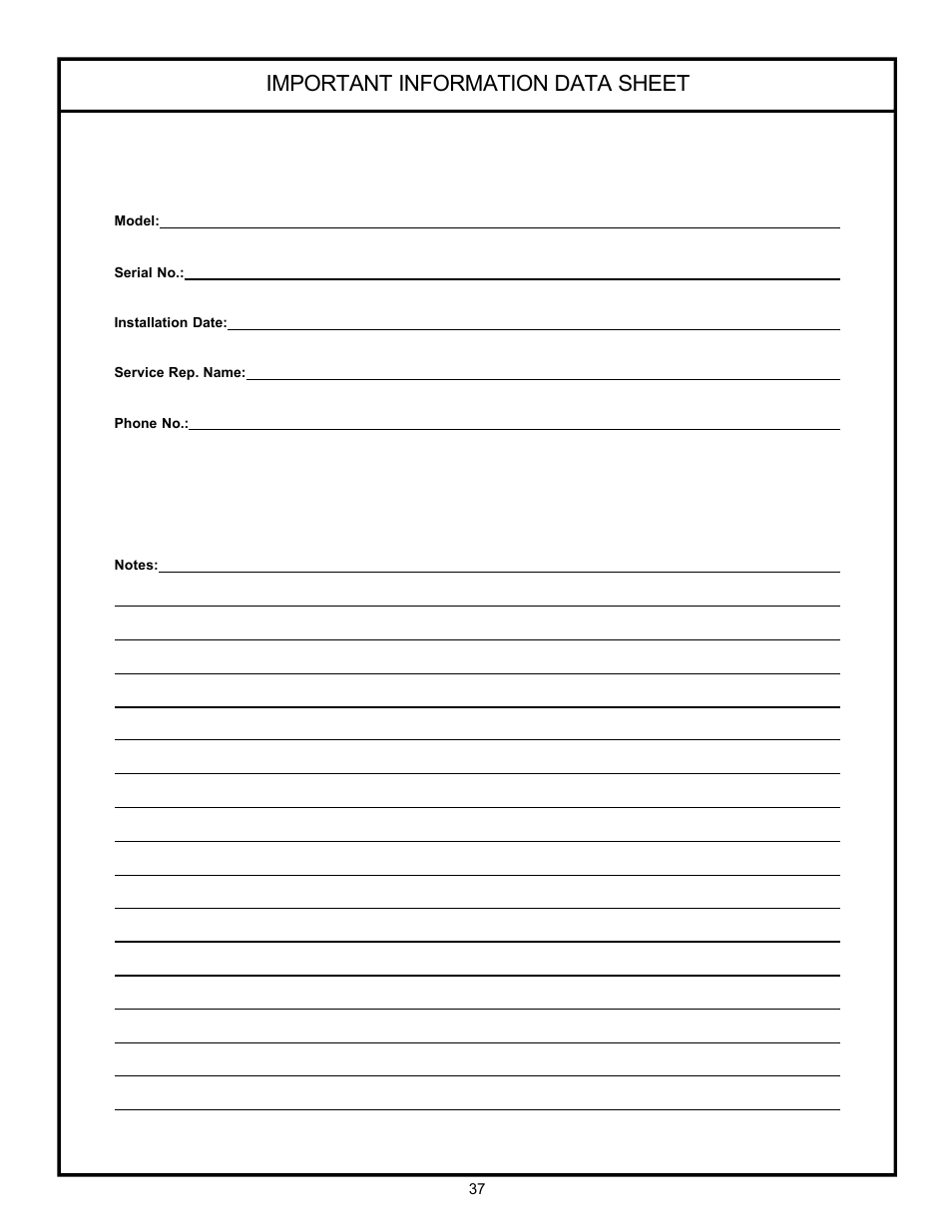 Important information data sheet | Jackson 24 LT User Manual | Page 40 / 41