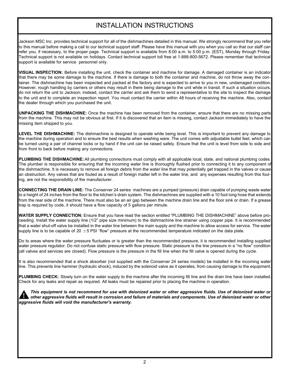 Installation instructions | Jackson 24 LT User Manual | Page 5 / 41