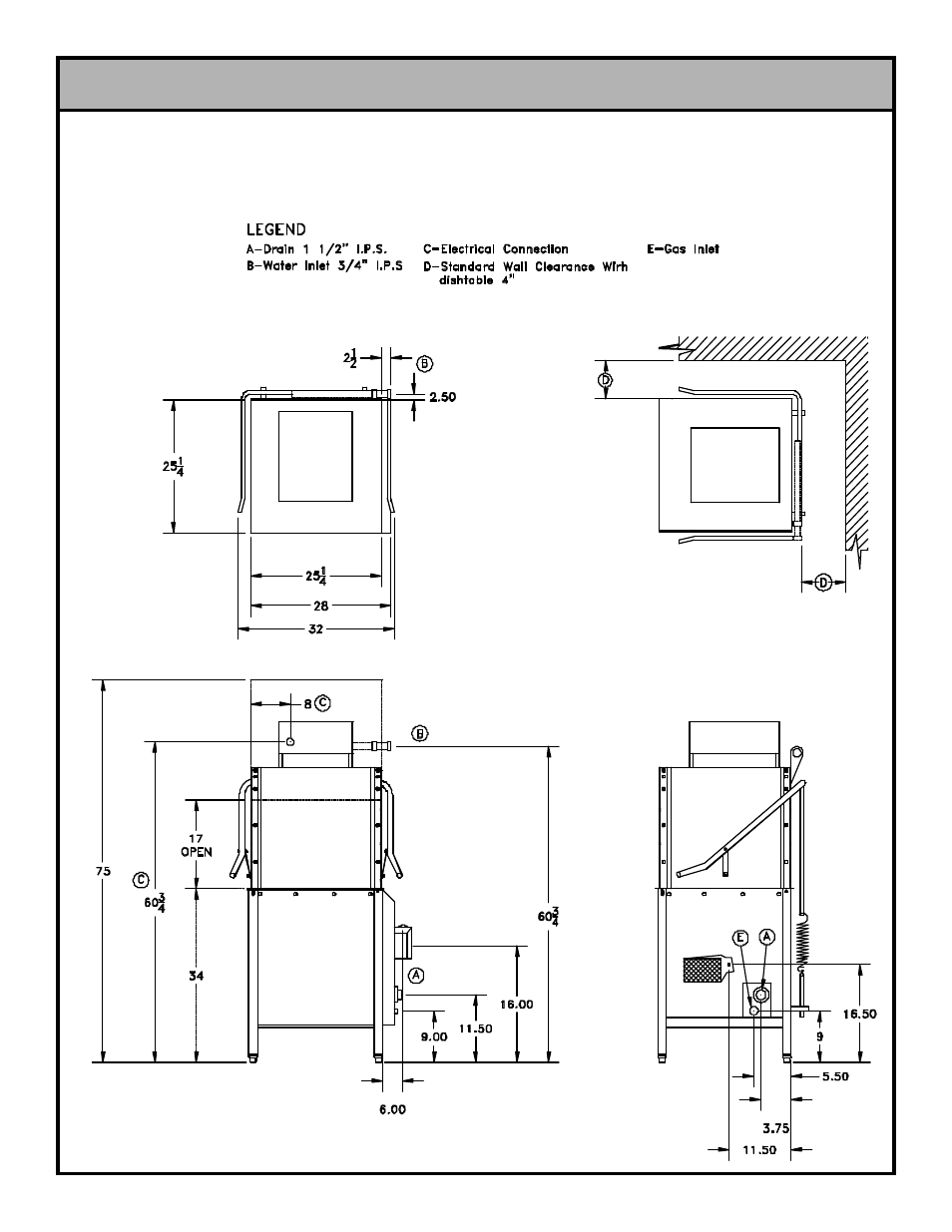 Dimensions | Jackson Gas Heated Door-Type Dishmachines Tempstar GP User Manual | Page 21 / 43