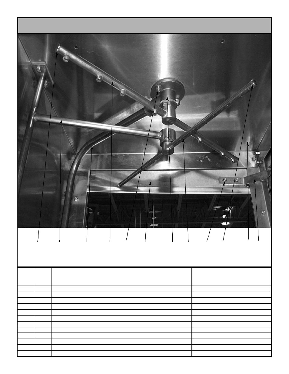 Upper wash, & rinse arm assembly | Jackson Gas Heated Door-Type Dishmachines Tempstar GP User Manual | Page 35 / 43