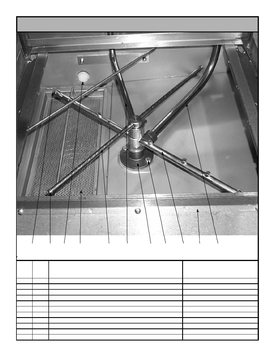 Lower wash, & rinse arm assembly | Jackson Gas Heated Door-Type Dishmachines Tempstar GP User Manual | Page 36 / 43