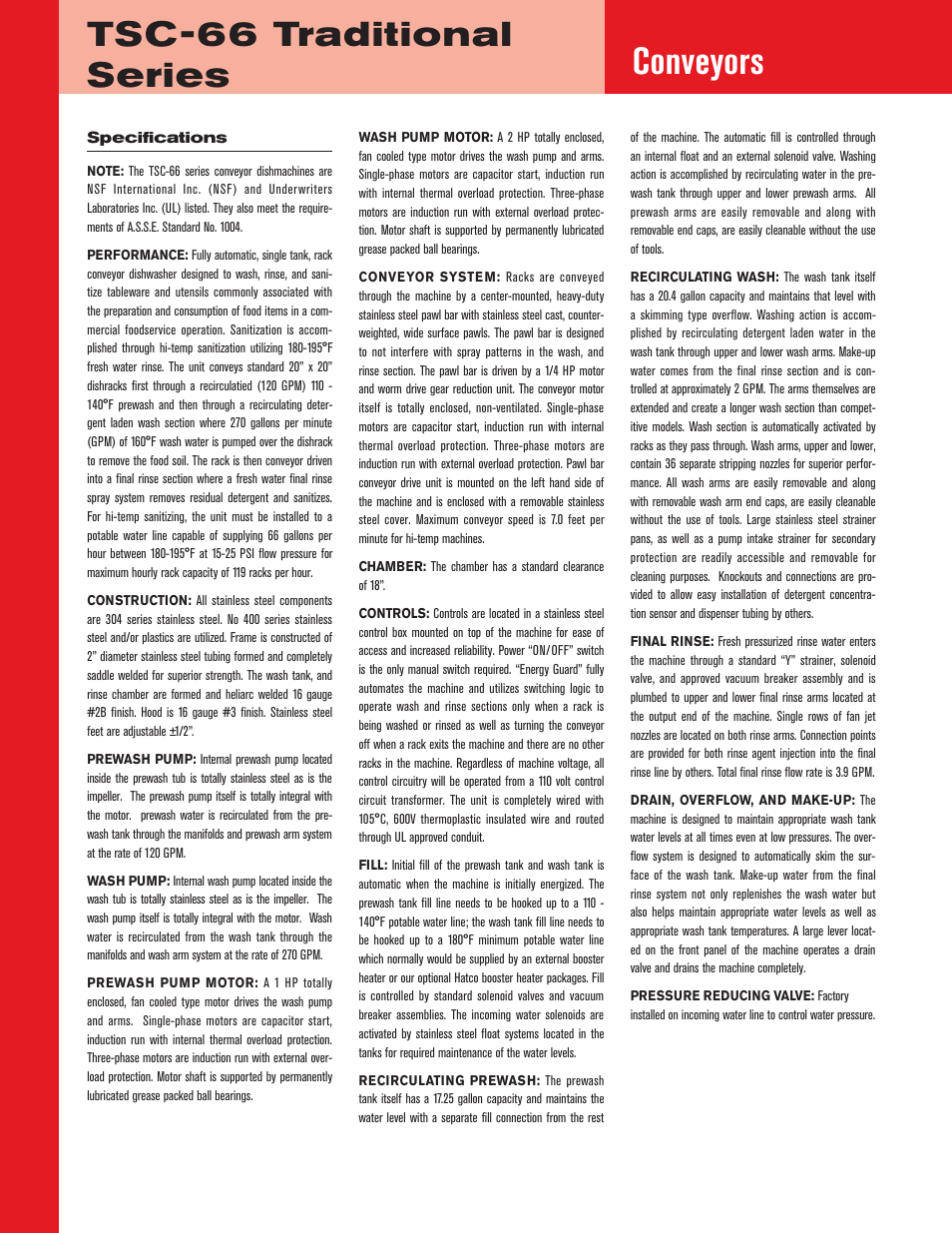 Conveyors, Tsc-66 traditional series | Jackson Traditional Series TSC-66 User Manual | Page 2 / 6