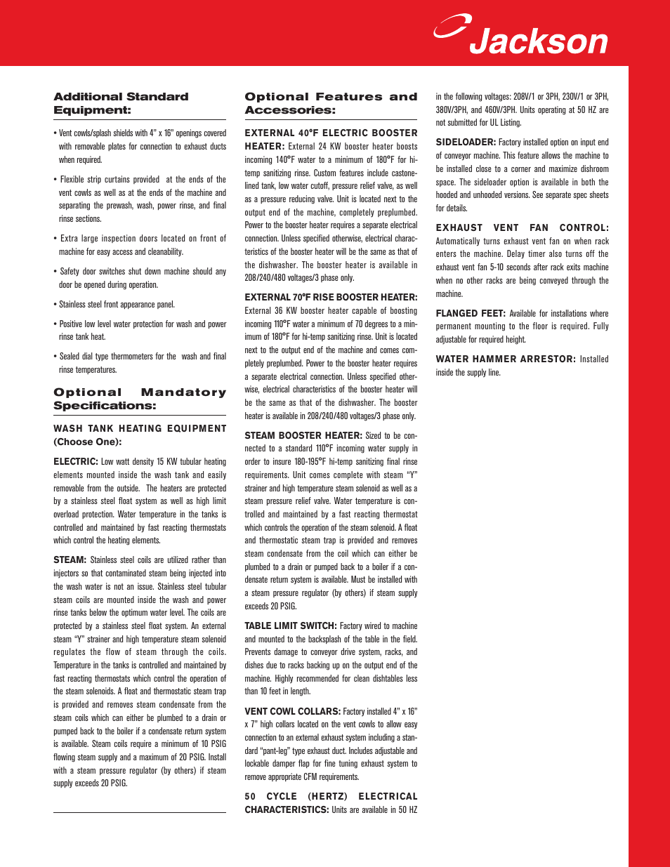 Jackson Conveyor Dishmachines TS-66 User Manual | Page 3 / 6
