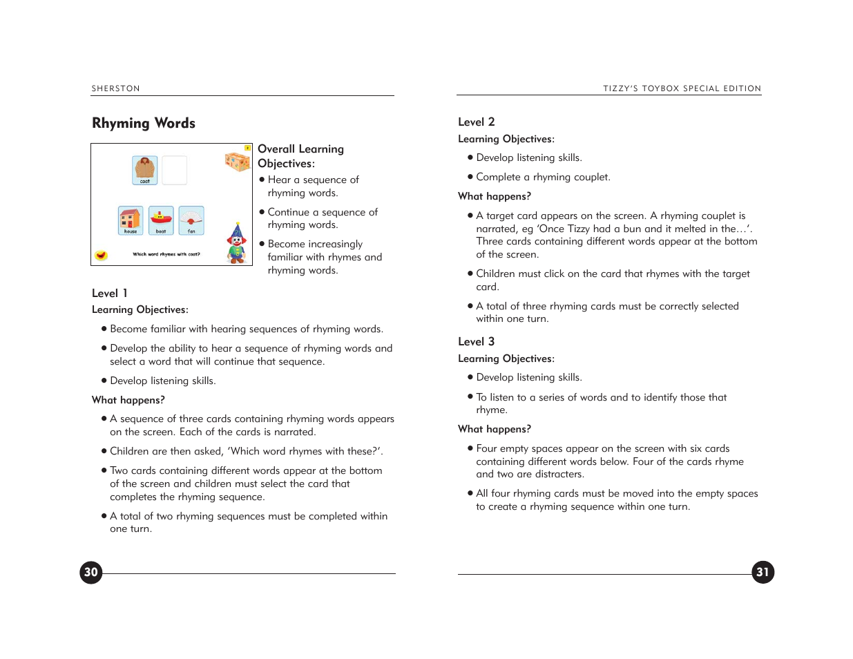 Rhyming words | Jackson Tizzy's Toybox User Manual | Page 17 / 23