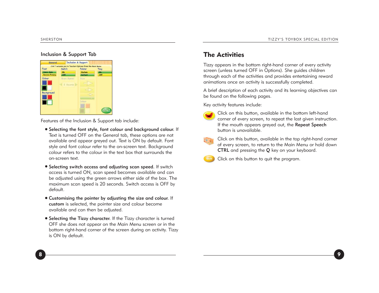 The activities | Jackson Tizzy's Toybox User Manual | Page 6 / 23