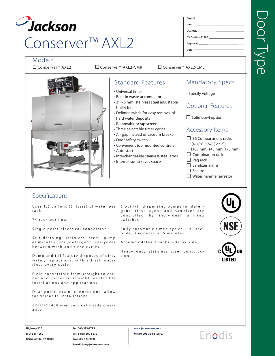 Jackson Conserver AXL2 User Manual | 4 pages