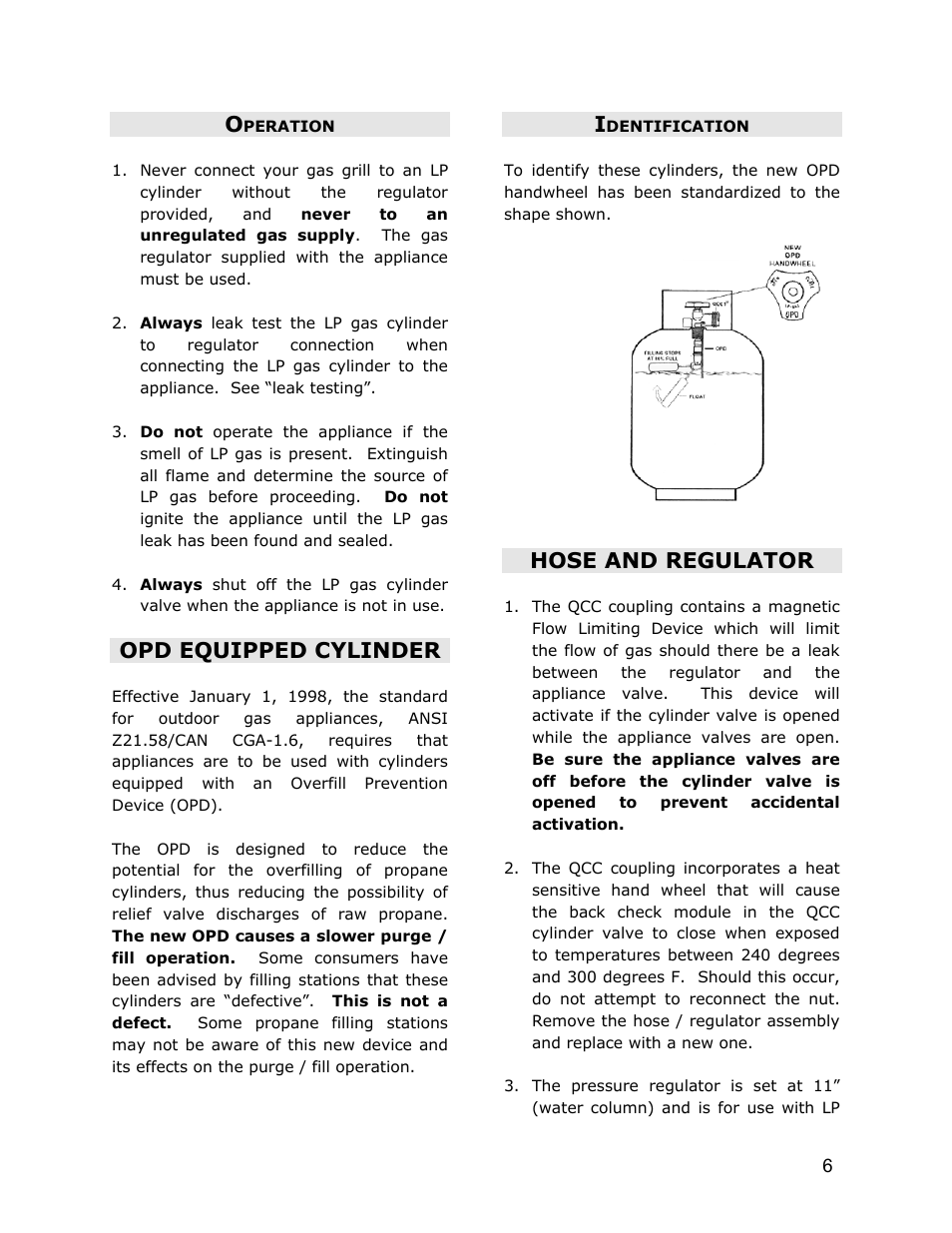 Opd equipped cylinder, Hose and regulator | Jackson JG3 User Manual | Page 6 / 12