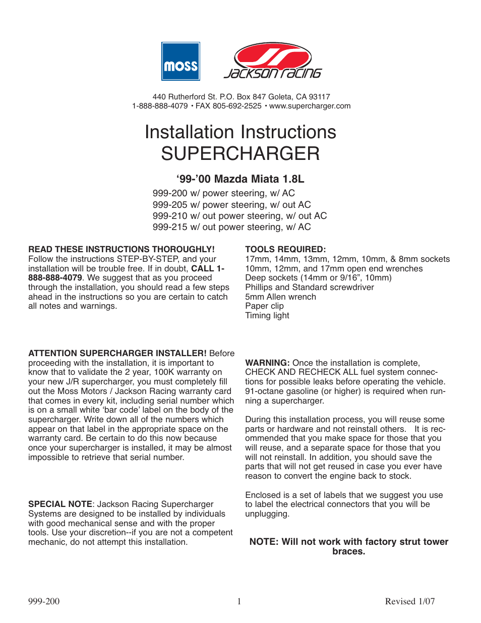 Jackson 999-205 User Manual | 14 pages