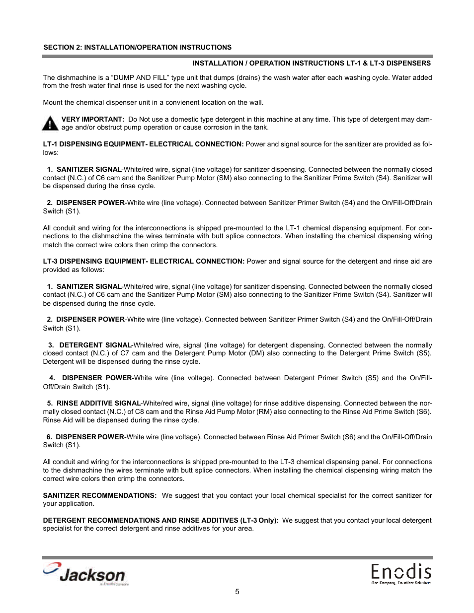 Installation & operation instructions, lt-1 & lt-3 | Jackson Chemical Dispensing Unit LT-3 User Manual | Page 10 / 47