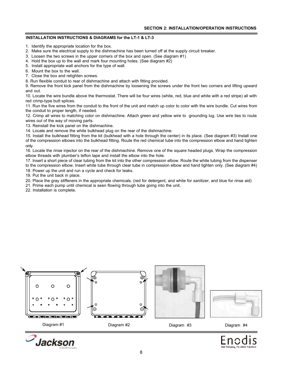 Installation instructions & diagrams, lt-1 & lt-3 | Jackson Chemical Dispensing Unit LT-3 User Manual | Page 13 / 47