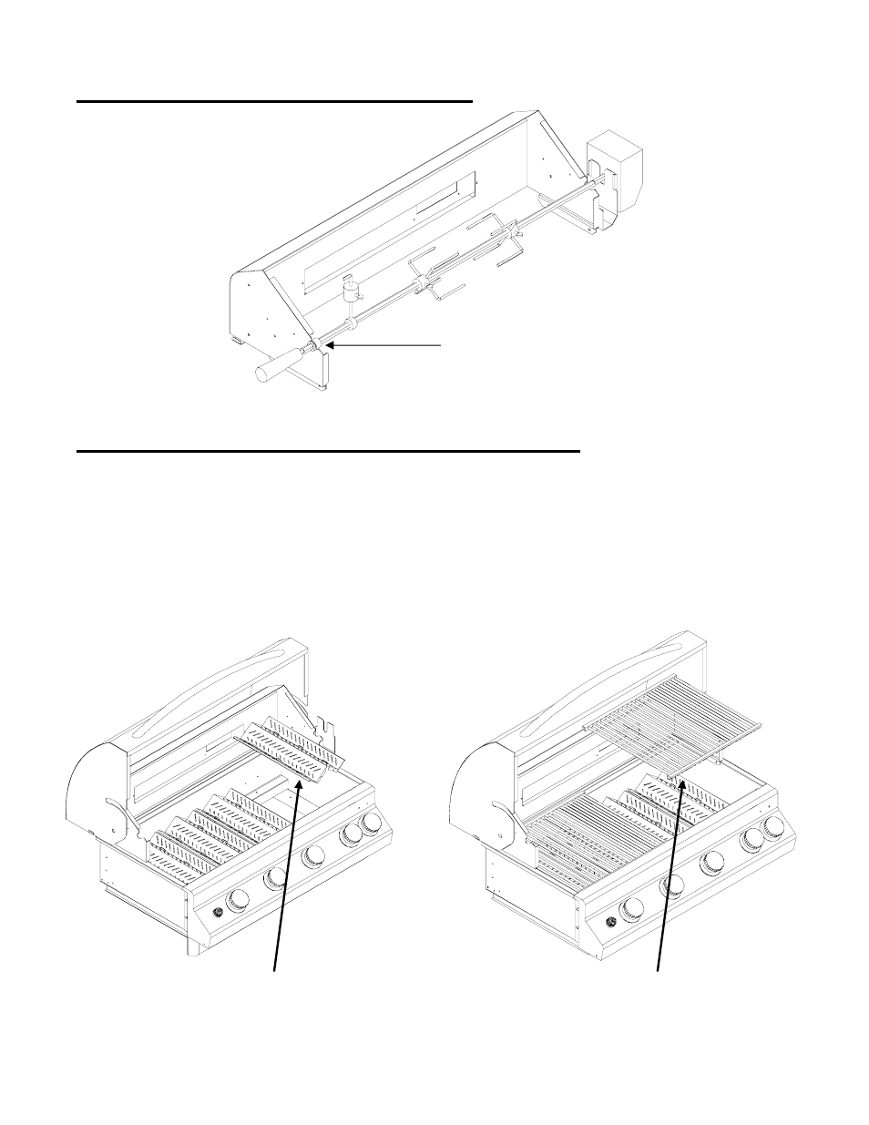 Rotisserie kit completed installation, Upper flavor shield, cooking grid installation | Jackson 700 Series User Manual | Page 12 / 25