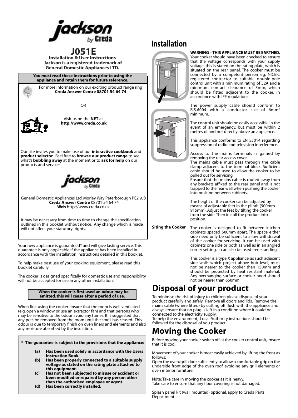 Jackson J051E User Manual | 6 pages