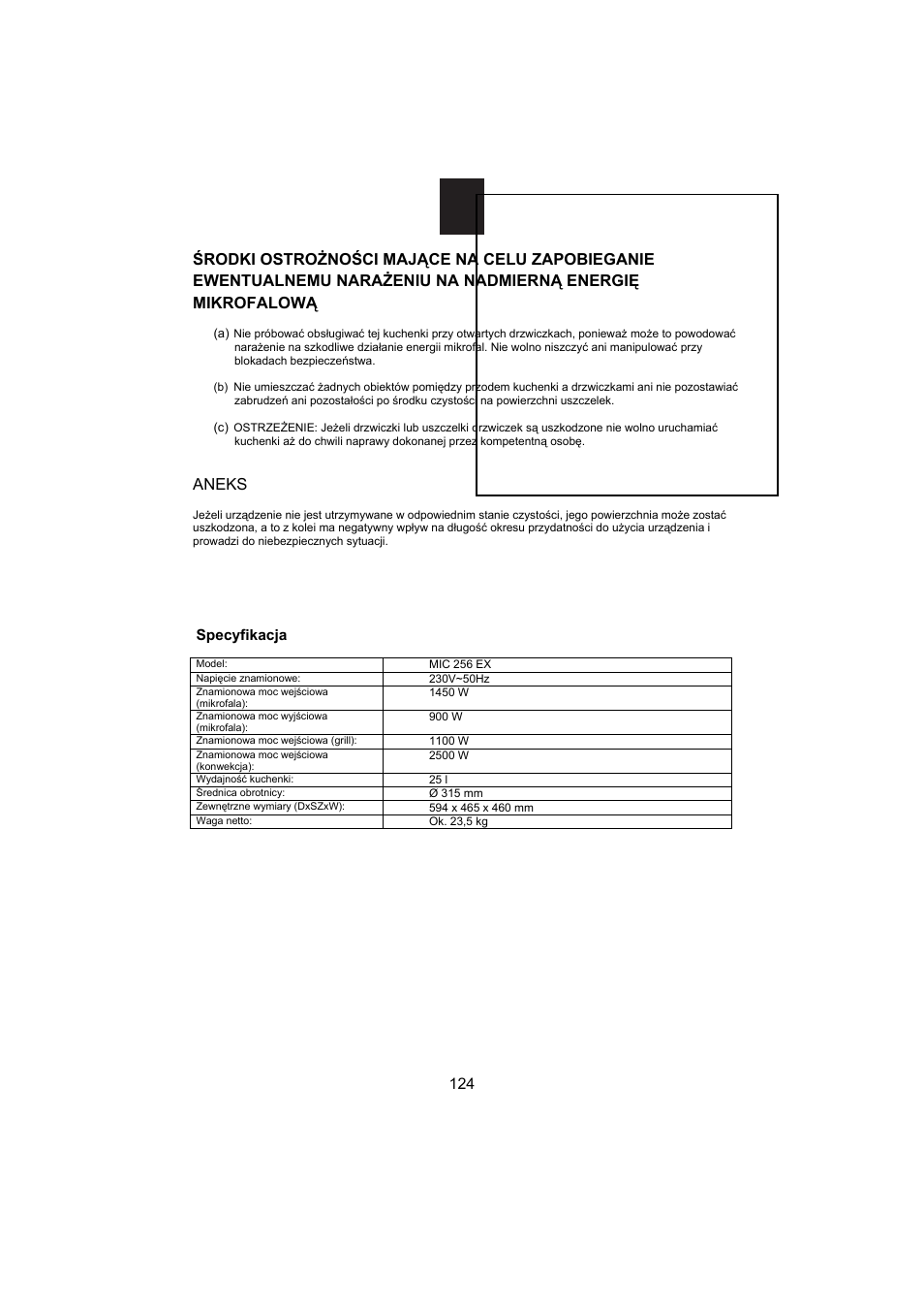 Aneks | Candy MIC 256 EX User Manual | Page 37 / 99