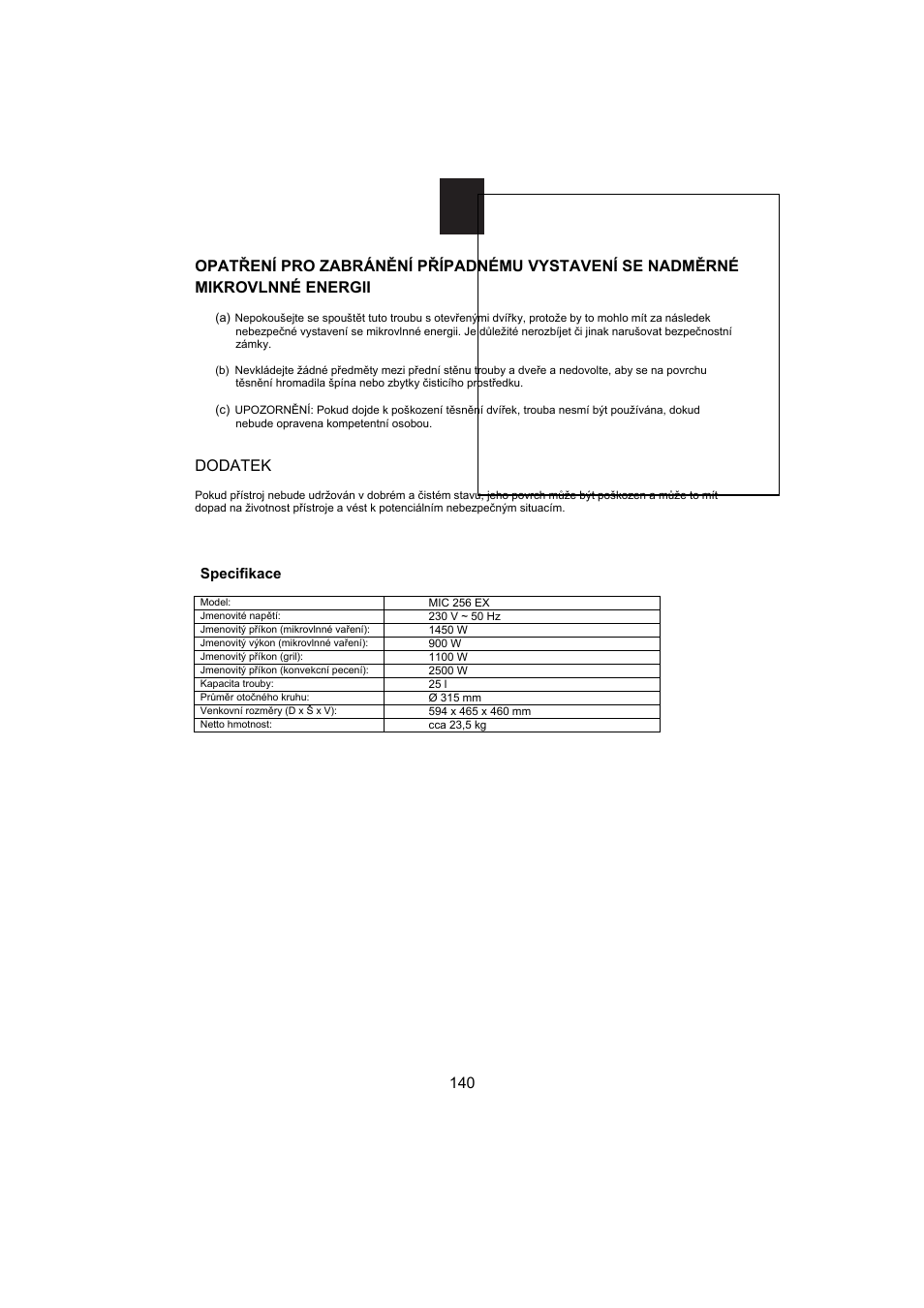 Dodatek | Candy MIC 256 EX User Manual | Page 53 / 99