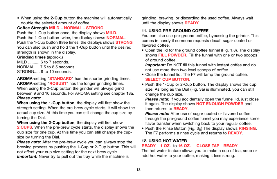 Jura Capresso Impressa F7 User Manual | Page 13 / 24