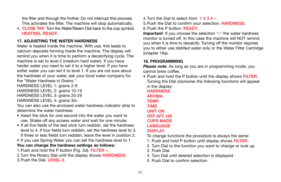 Jura Capresso Impressa F7 User Manual | Page 17 / 24