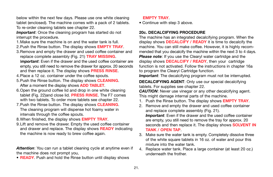 Jura Capresso Impressa F7 User Manual | Page 21 / 24