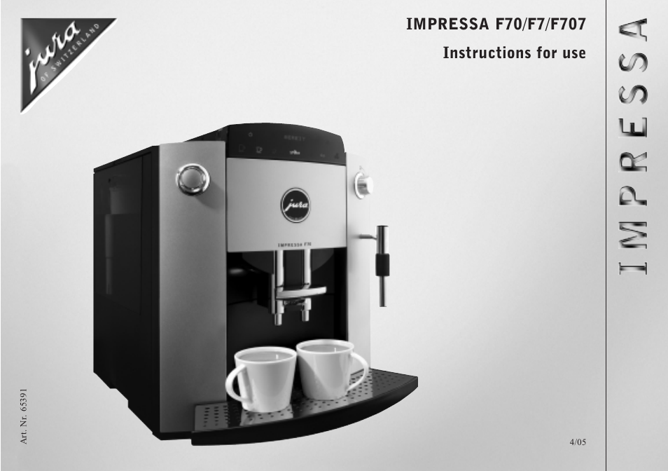 Jura Capresso F70 User Manual | 27 pages