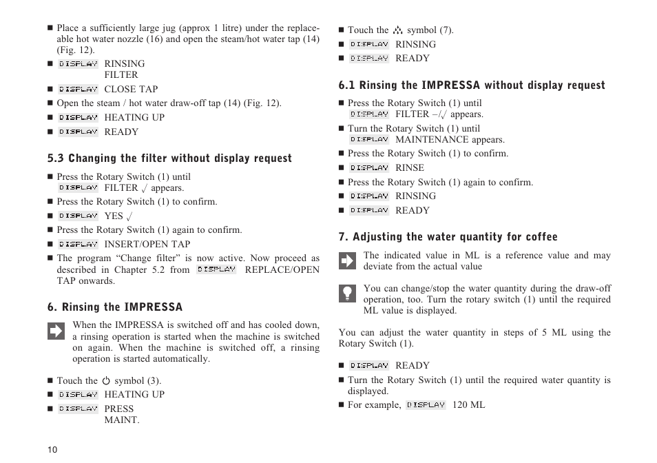 Jura Capresso F70 User Manual | Page 10 / 27