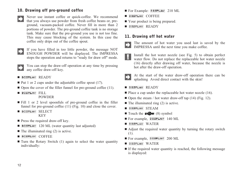 Jura Capresso F70 User Manual | Page 12 / 27