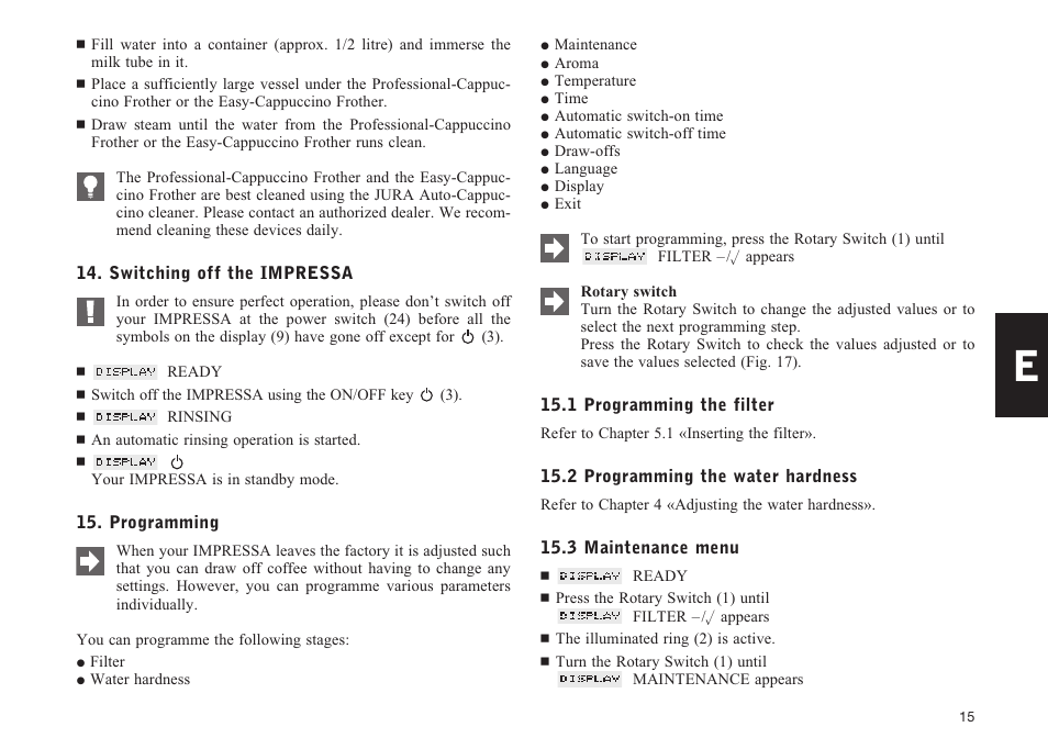 Jura Capresso F70 User Manual | Page 15 / 27