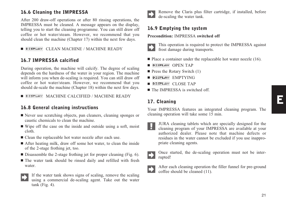 Jura Capresso F70 User Manual | Page 21 / 27