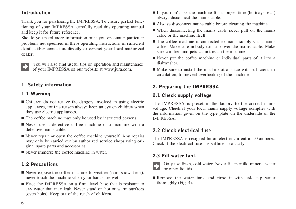 Jura Capresso F70 User Manual | Page 6 / 27