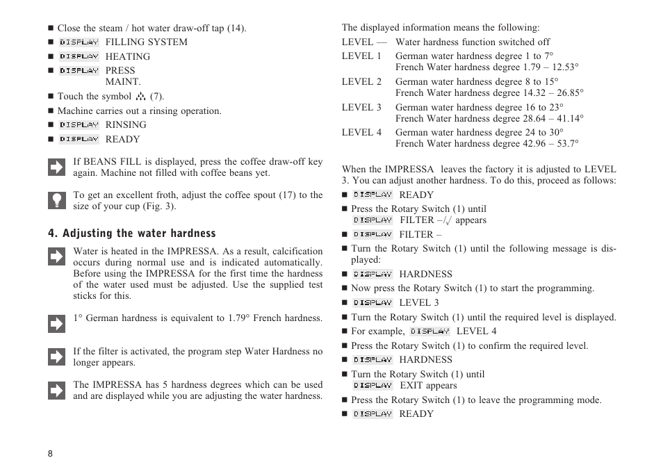 Jura Capresso F70 User Manual | Page 8 / 27
